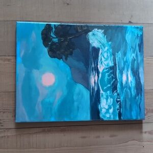 Solitude on the Pacific Cliffs  Acrylic painting on Canvas 9" x 12" New